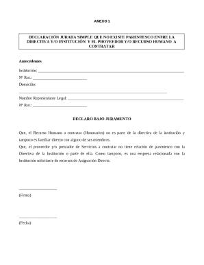 Chile Parentesco Declaration Form