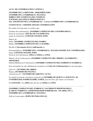 Catholic Confirmation Certificate