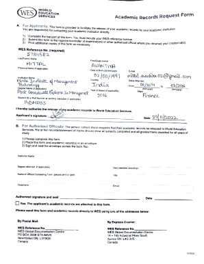WES Academic Records Request Form