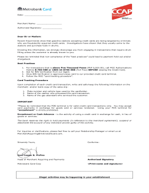 Metrobank Card Corp Fraud Prevention Notice