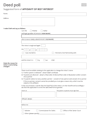 Affidavit of Best Interest for Minor Name Change