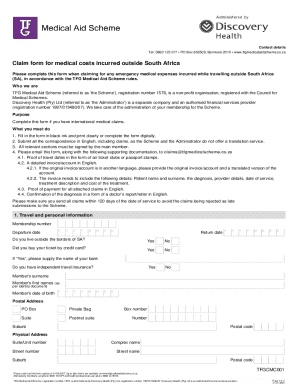 TFG Medical Aid Scheme Claim Form
