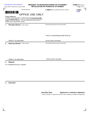 Queensland Power of Attorney Registration Form