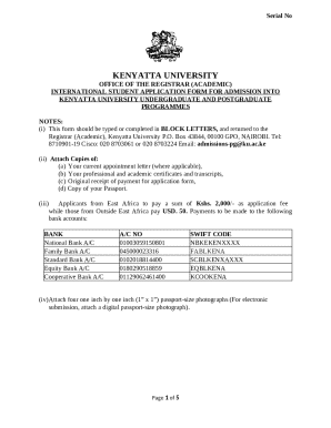 Kenyatta University International Student Application Form