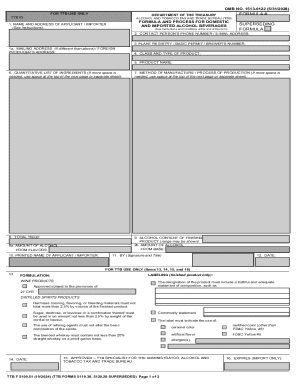 TTB Formula and Process for Alcohol Beverages