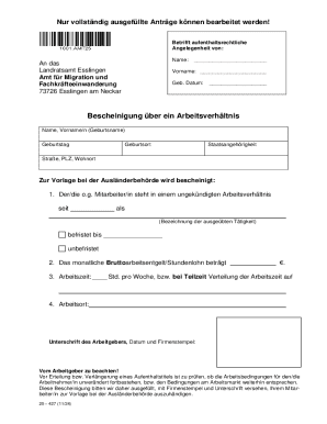 German Employment Verification Form