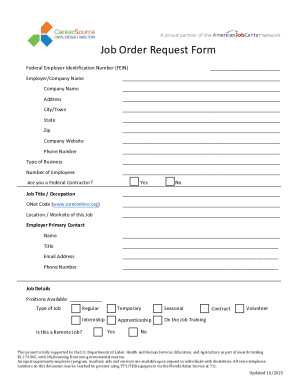 Job Order Request Form