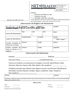 Texas Birth Certificate Application Form