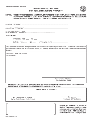 Tennessee Inheritance Tax Release Form