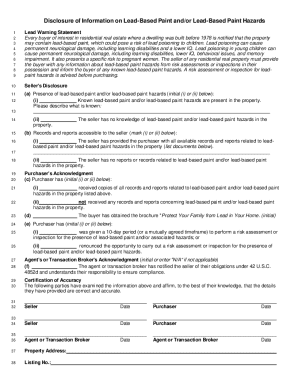 Lead-Based Paint Disclosure Form