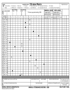 GSA 873 Annual Attendance Record
