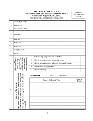 Student’s Appeal Form