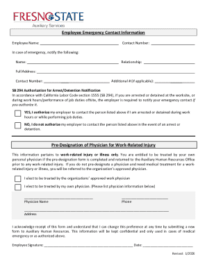 Employee Emergency Contact Form