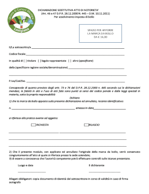 Italian Declaration of Substitution of Notoriety