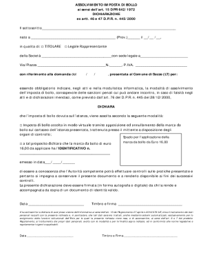 Italian Stamp Duty Declaration Form