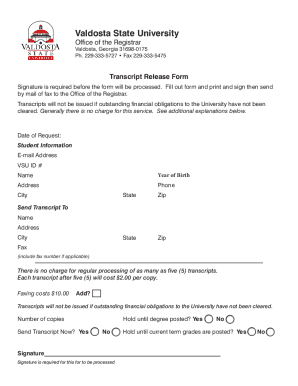 Transcript Release Form