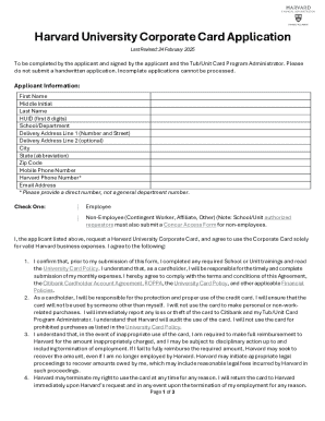 Harvard University Corporate Card Application
