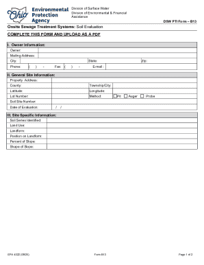 DSW PTI Form B13 - Onsite Sewage Treatment Systems Soil Evaluation