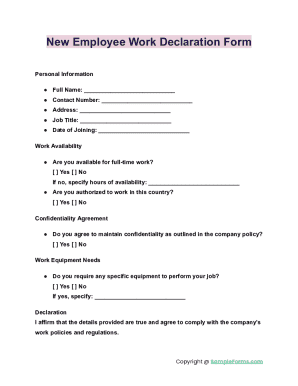 New Employee Work Declaration Form