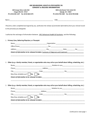 HRC Behavioral Health Consent to Release Information