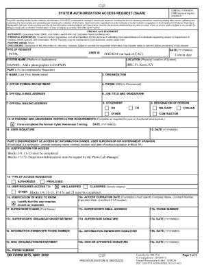 System Authorization Access Request (SAAR) Form