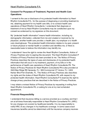 Heart Rhythm Consultants Treatment Payment Consent Form