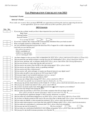 2023 Tax Preparation Checklist