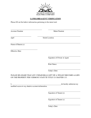 Landlord Agent Verification Form