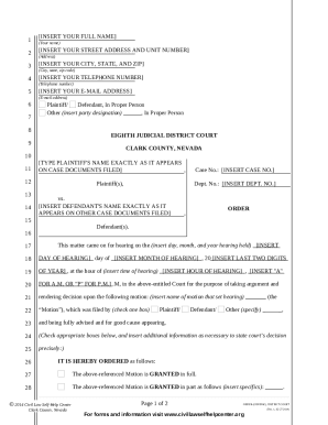 Nevada Court Order Template