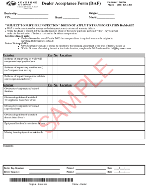Dealer Acceptance Form (DAF)