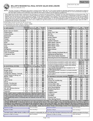 Indiana Seller's Residential Real Estate Sales Disclosure
