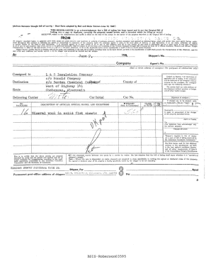 Uniform Domestic Straight Bill of Lading