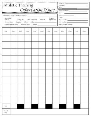Athletic Training Observation Form