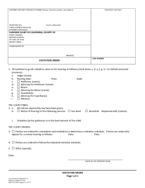 California Visitation Order Form