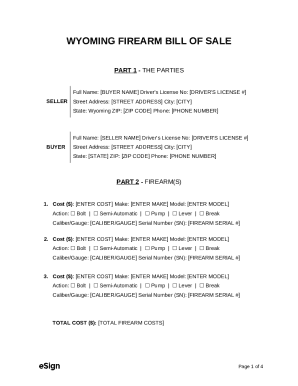 Wyoming Firearm Bill of Sale
