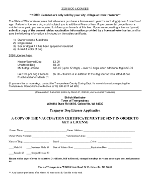 Wisconsin Dog License Application