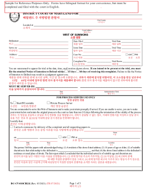 Maryland Writ of Summons