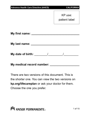 California Advance Health Care Directive