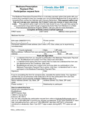 Medicare Prescription Payment Plan Participation Request Form