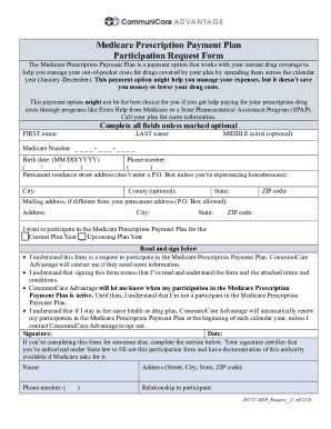 Medicare Prescription Payment Plan Participation Request Form