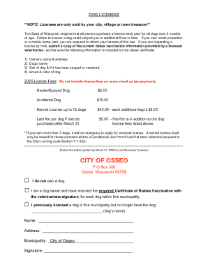 Wisconsin Dog License Application