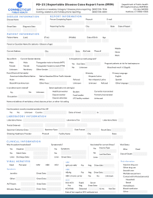 Connecticut Reportable Disease Case Report Form