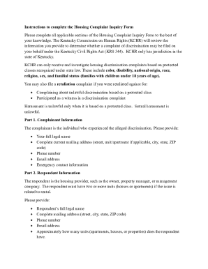 Housing Complaint Inquiry Form