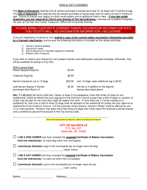 Wisconsin Dog and Cat License Application