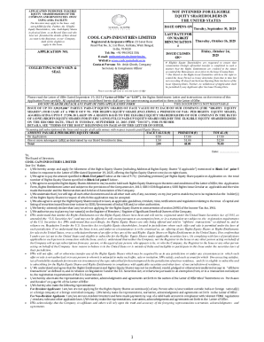 Cool Caps Industries Rights Issue Application Form