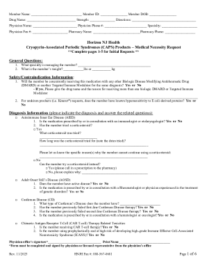Horizon NJ Health CAPS Products Medical Necessity Request
