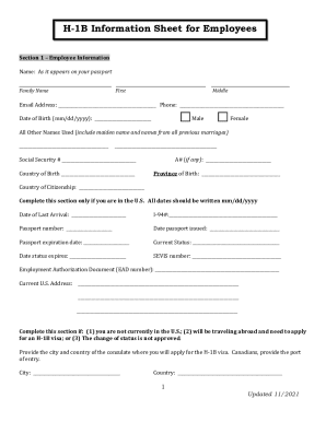 H-1B Information Sheet for Employees
