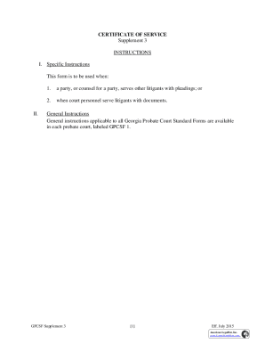 Georgia Certificate of Service