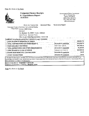 Kansas Campaign Finance Receipts and Expenditures Report