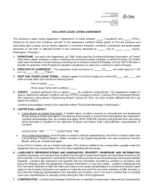 Exclusive Lease Listing Agreement